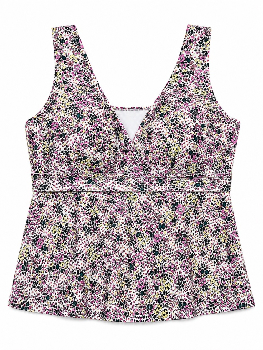 Lands’ End 3X NWT Pink Green Floral Tankini Top Strappy Back Plus Size Swim